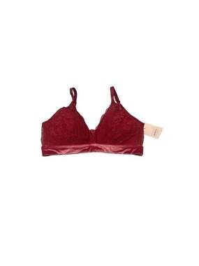 Auden Lightly Lined Lace Bralette in Raspberry with Velour Band Size XL